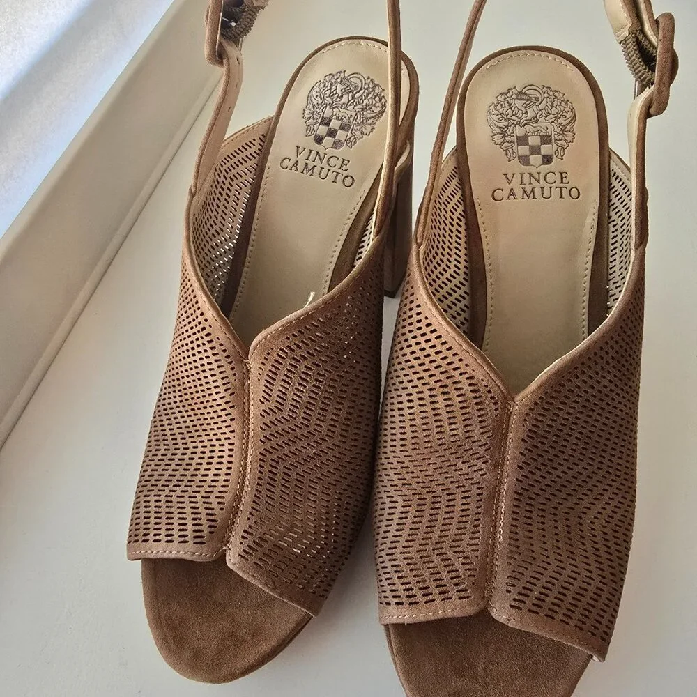 Vince Camuto Jensaya Perforated Platform Slingback Peep Toe Sandal - Picture 6 of 9